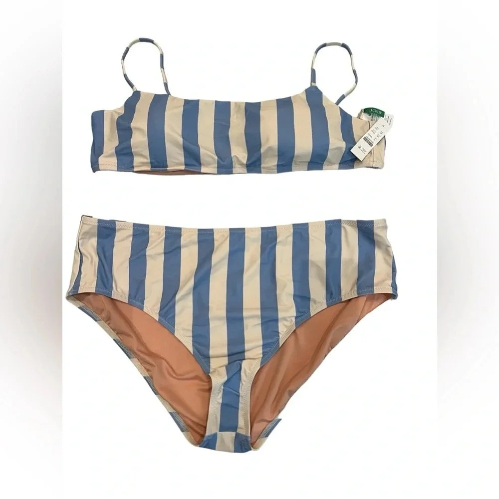 NWT J Crew Square neck Bikini in Fairfax Stripe